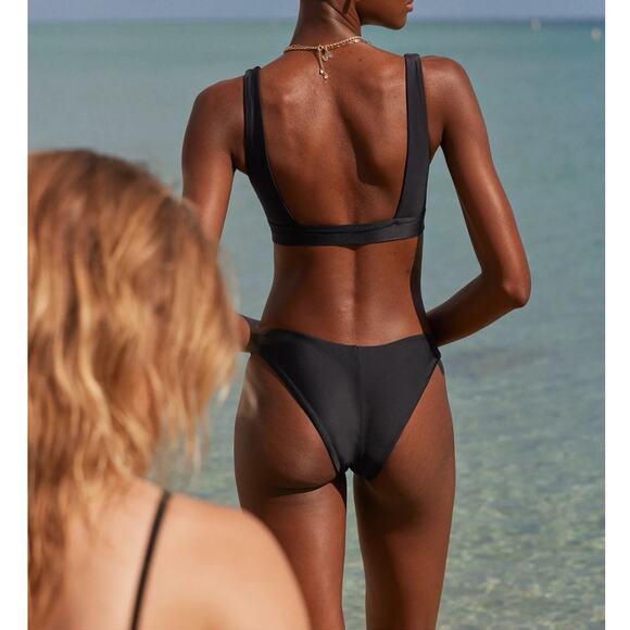 NWT! Aerie Super High Cut Cheekier Plus Bikini Bottom in True Black - Size XXL - Picture 2 of 8